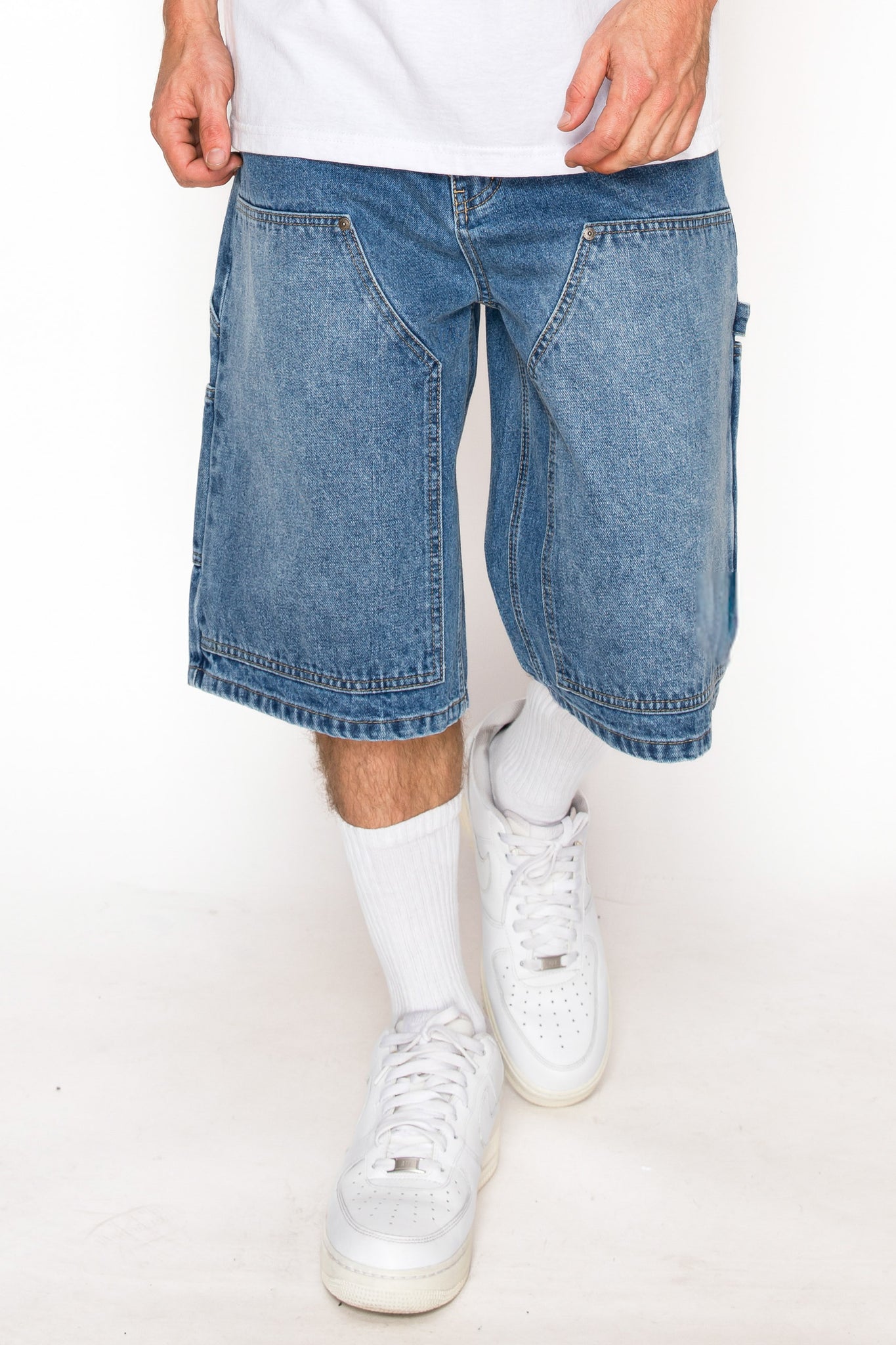 Baggy Fit Carpenter Denim Shorts