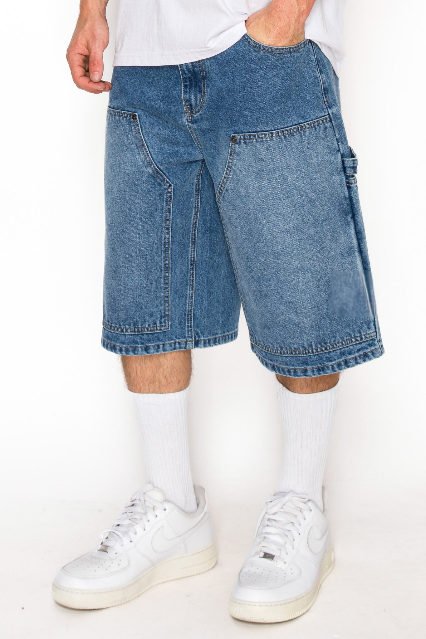 Baggy Fit Carpenter Denim Shorts