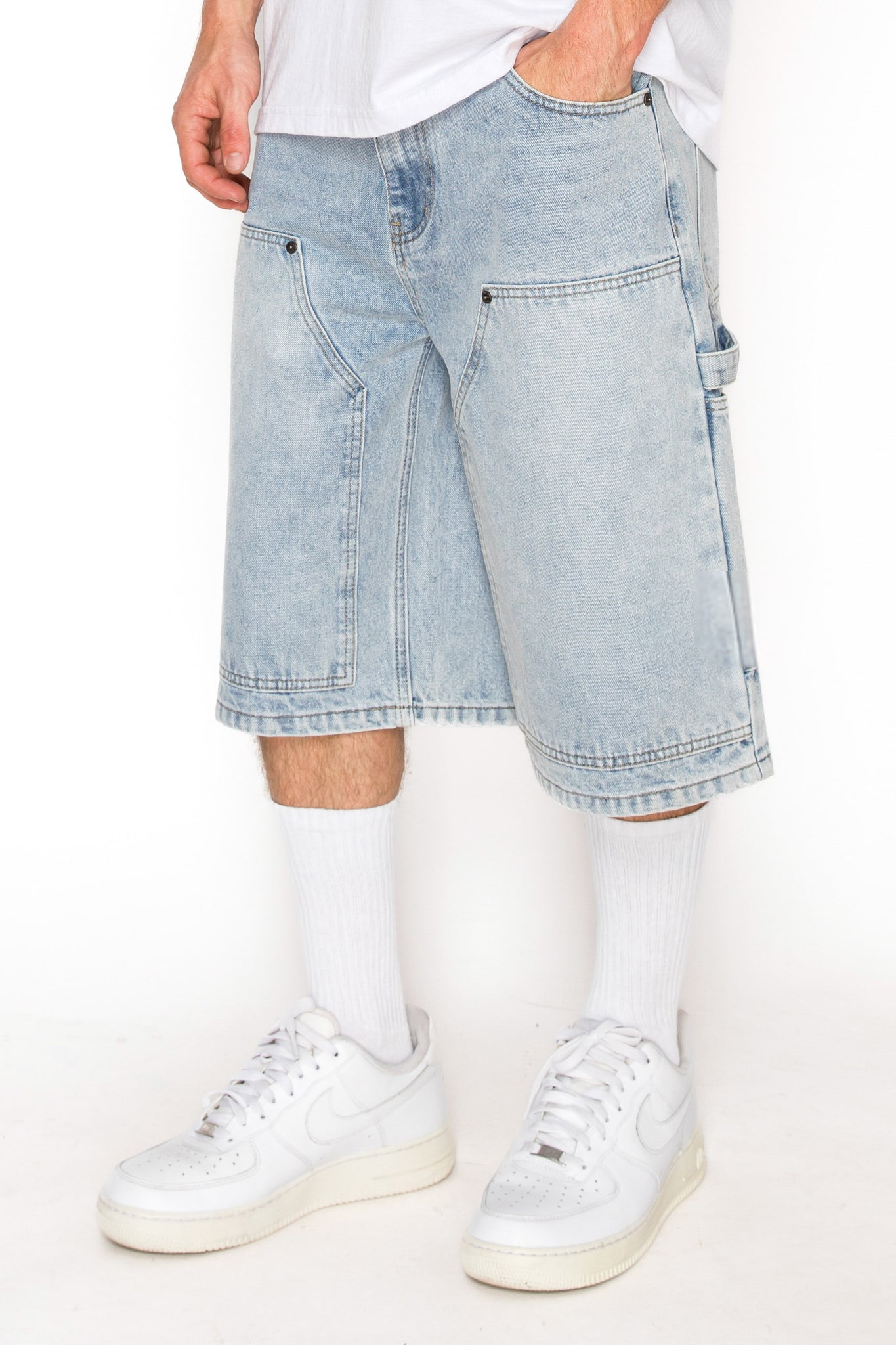 Baggy Fit Carpenter Denim Shorts