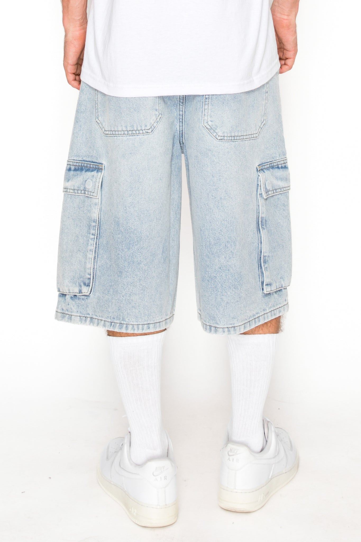 Baggy Fit Cargo Denim Shorts