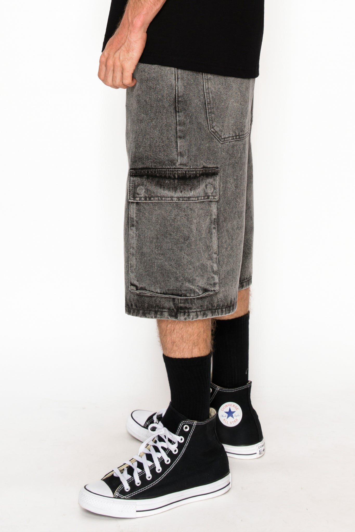Baggy Fit Cargo Denim Shorts