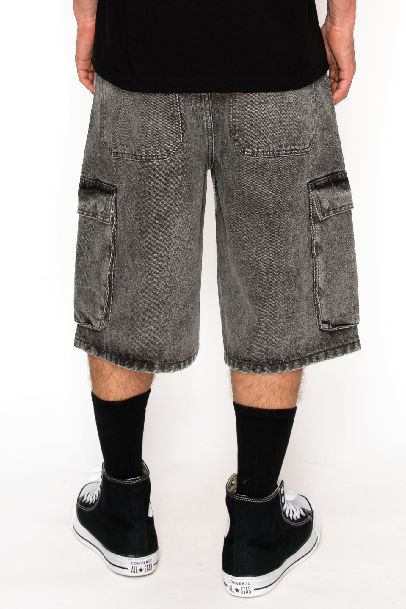 Baggy Fit Cargo Denim Shorts