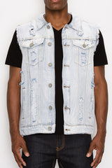 Distressed Denim Vest