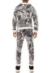 Big Paisley Floral Velvet Set- White
