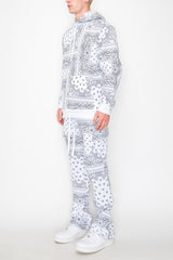 Bandana Pullover Cargo Flared Fleece Set