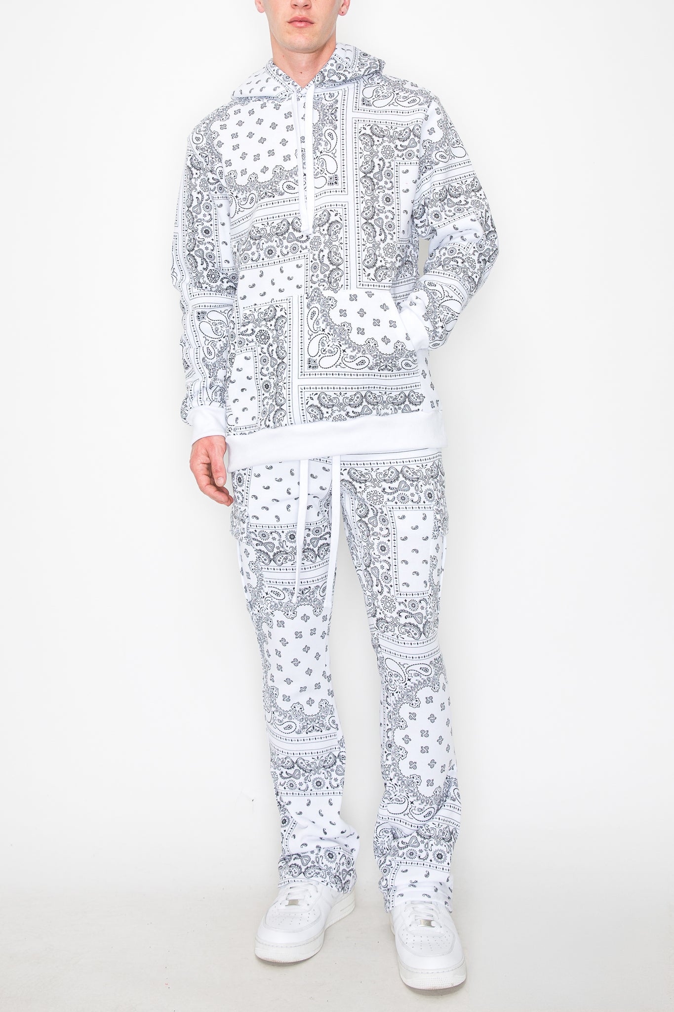 Bandana Pullover Cargo Flared Fleece Set