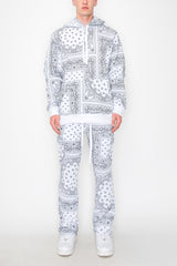 Bandana Pullover Cargo Flared Fleece Set