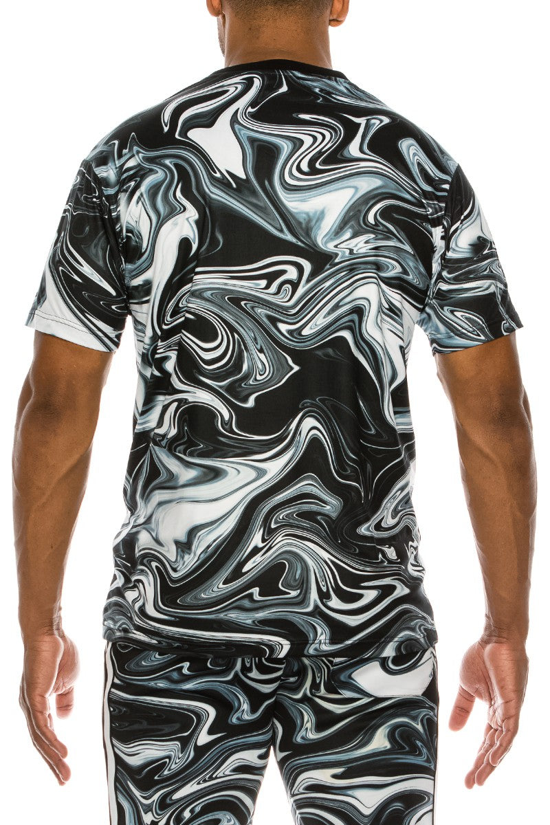NEW NORMAL MARBLE T-SHIRTS - BLACK