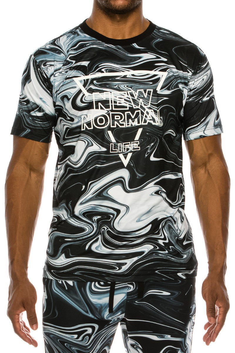NEW NORMAL MARBLE T-SHIRTS - BLACK