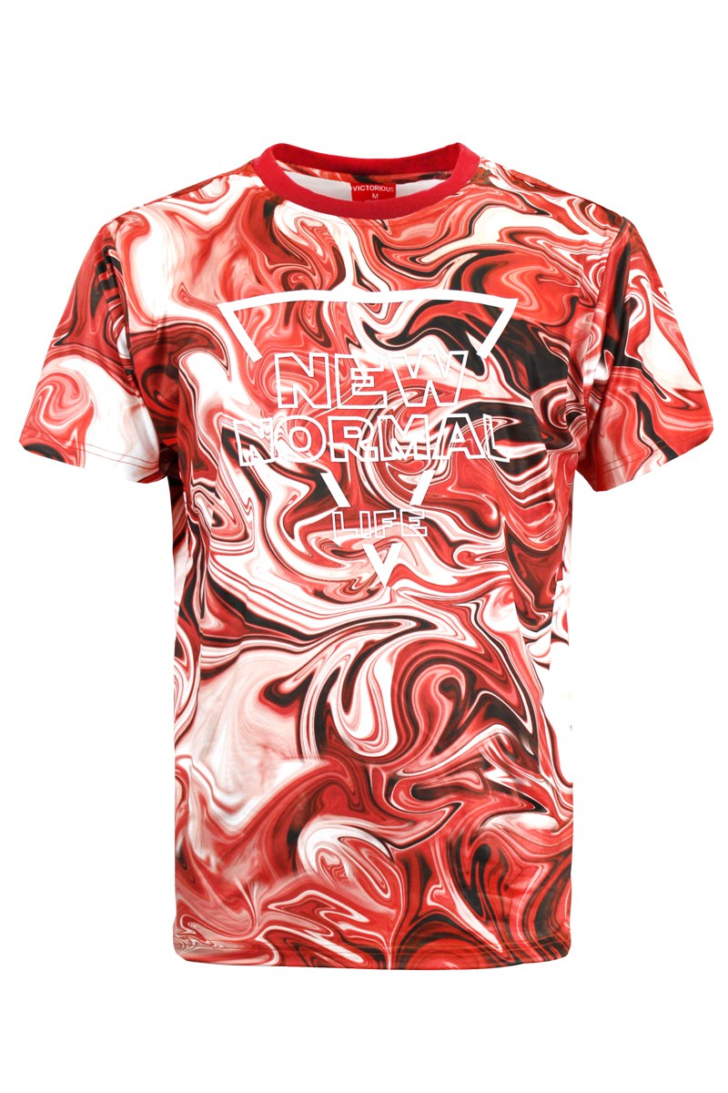 NEW NORMAL MARBLE T-SHIRTS -BURGUNDY