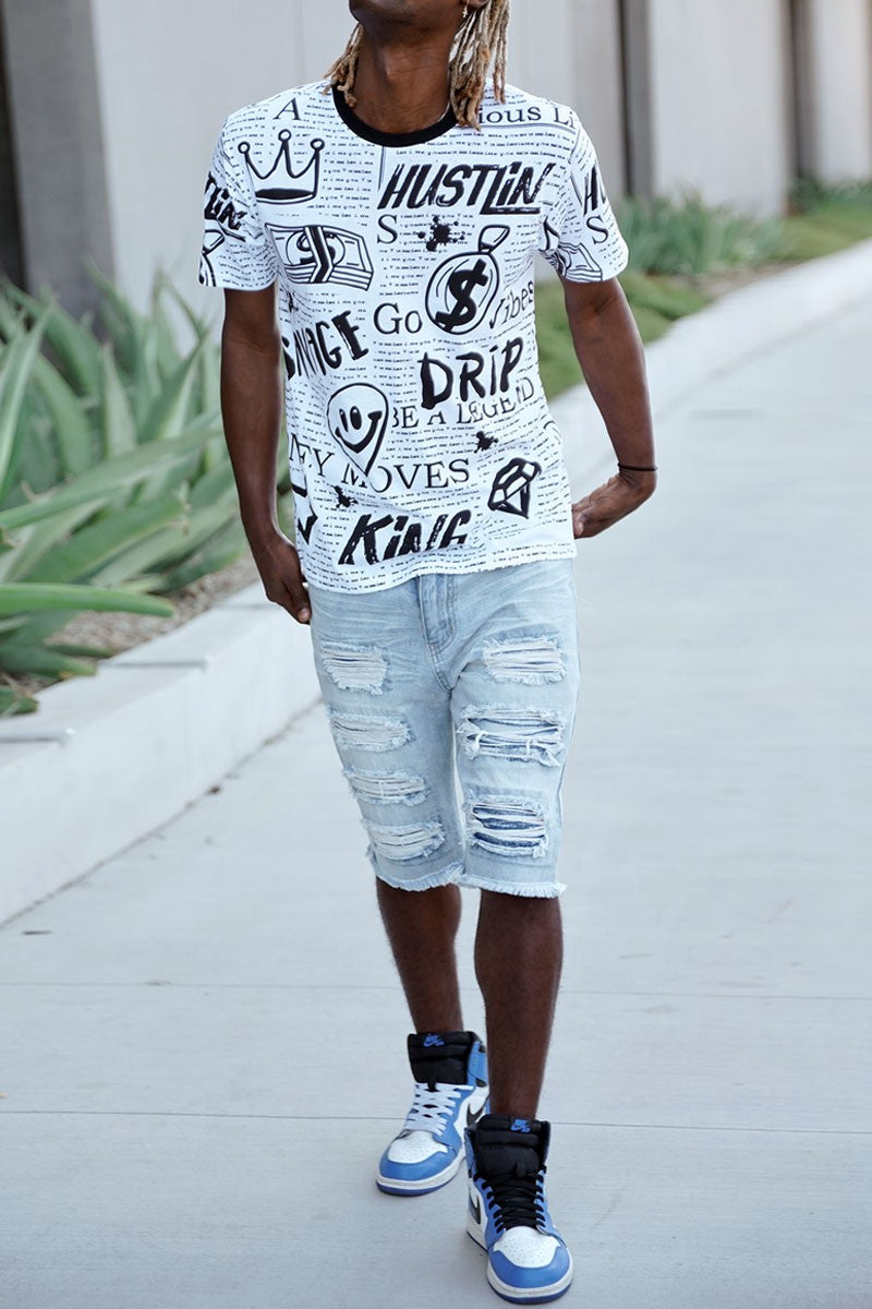 ALL OVER DOODLE PRINT T-SHIRTS