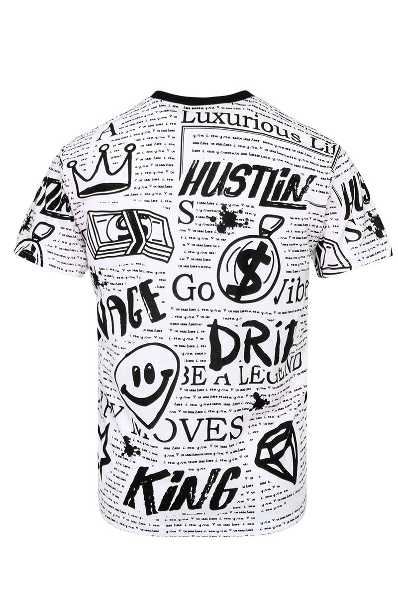 ALL OVER DOODLE PRINT T-SHIRTS