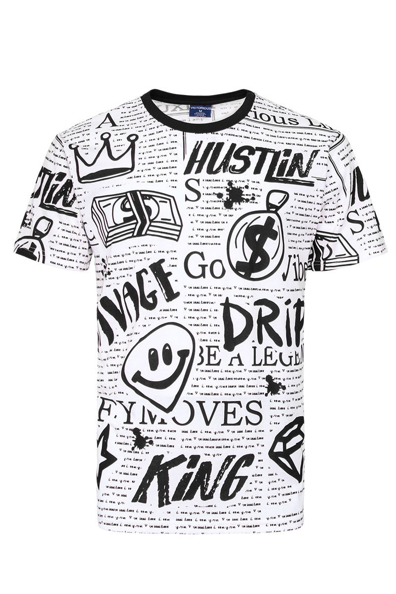 ALL OVER DOODLE PRINT T-SHIRTS