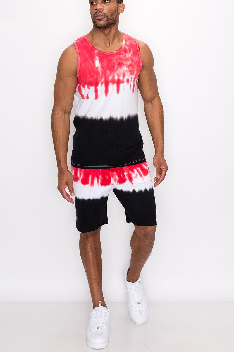 TIE DYE TANK TOP - RED/BLACK