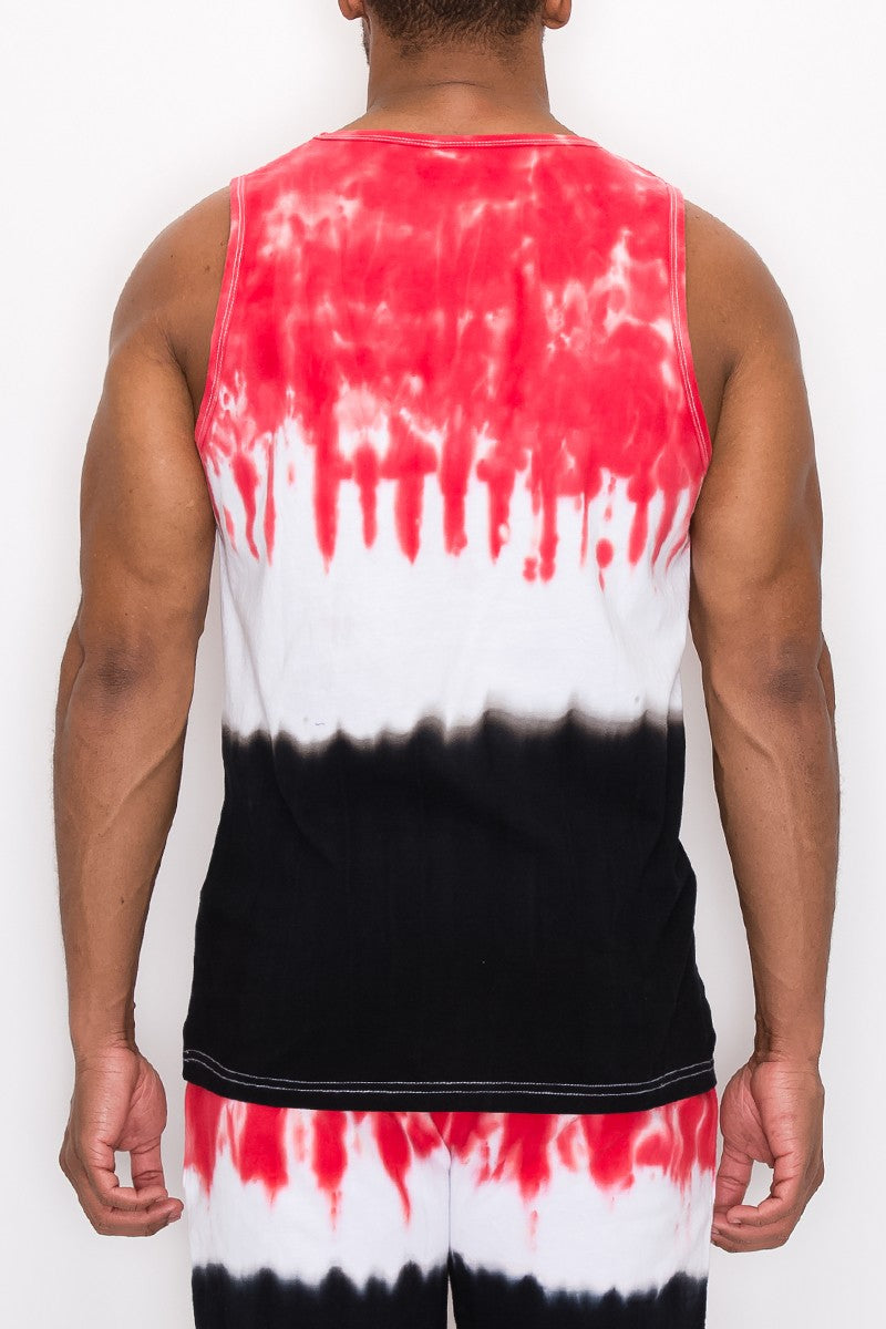 TIE DYE TANK TOP - RED/BLACK