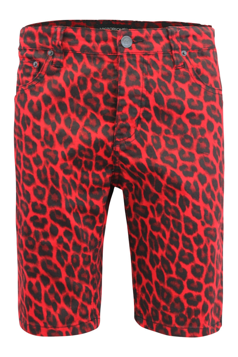 LEOPARD PRINT SHORTS - RED
