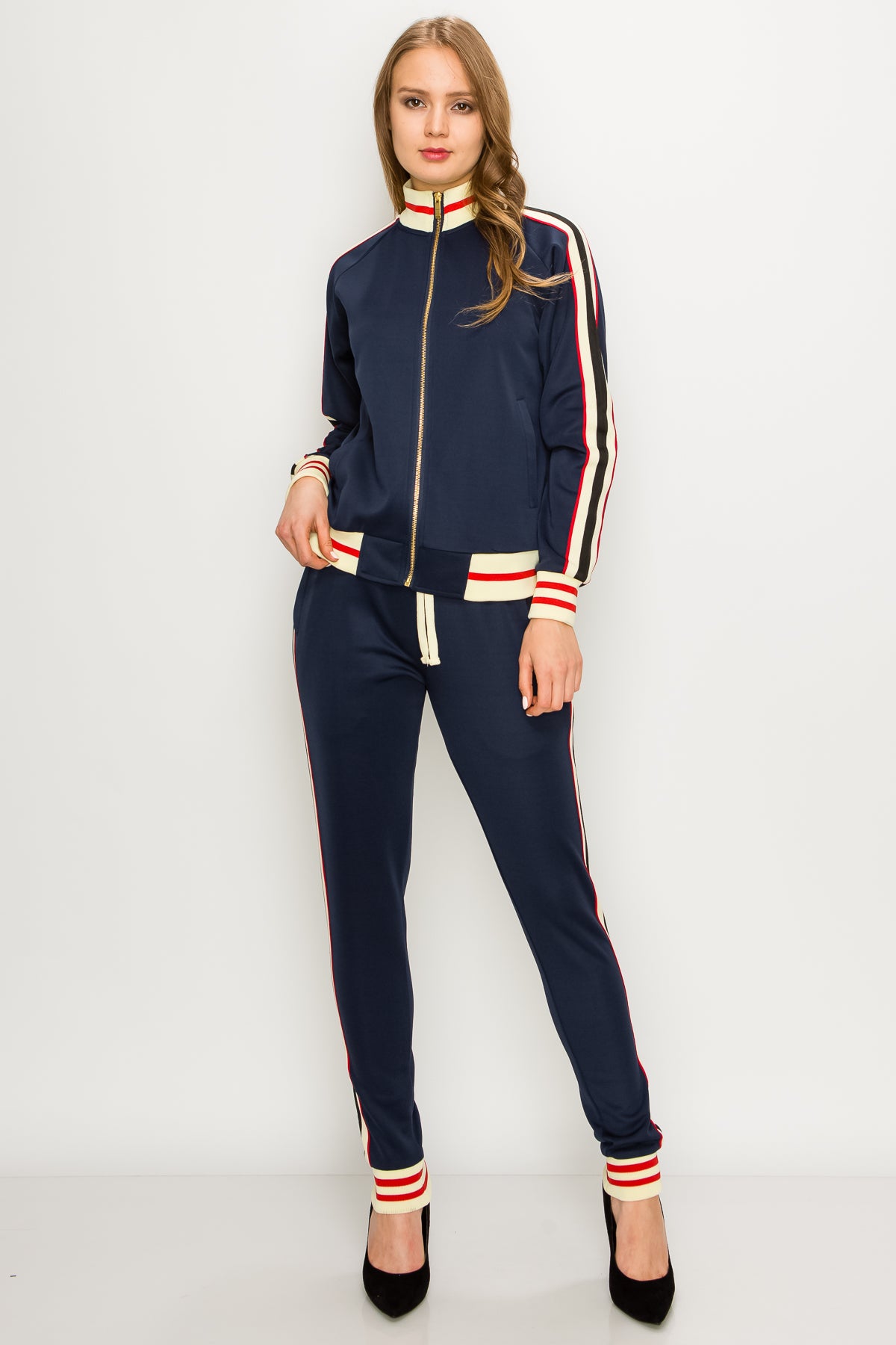 Women's side stripe track suits (curve)