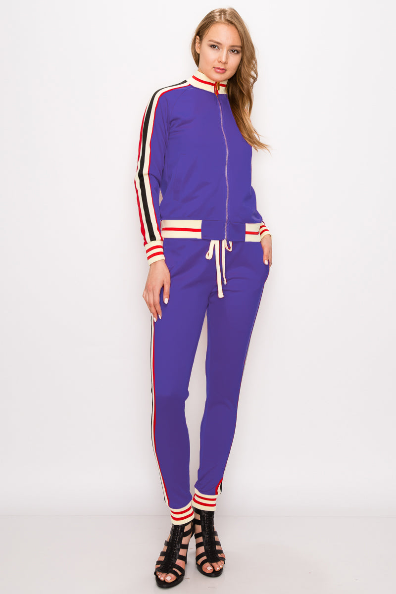 Women's side stripe track suits (curve)