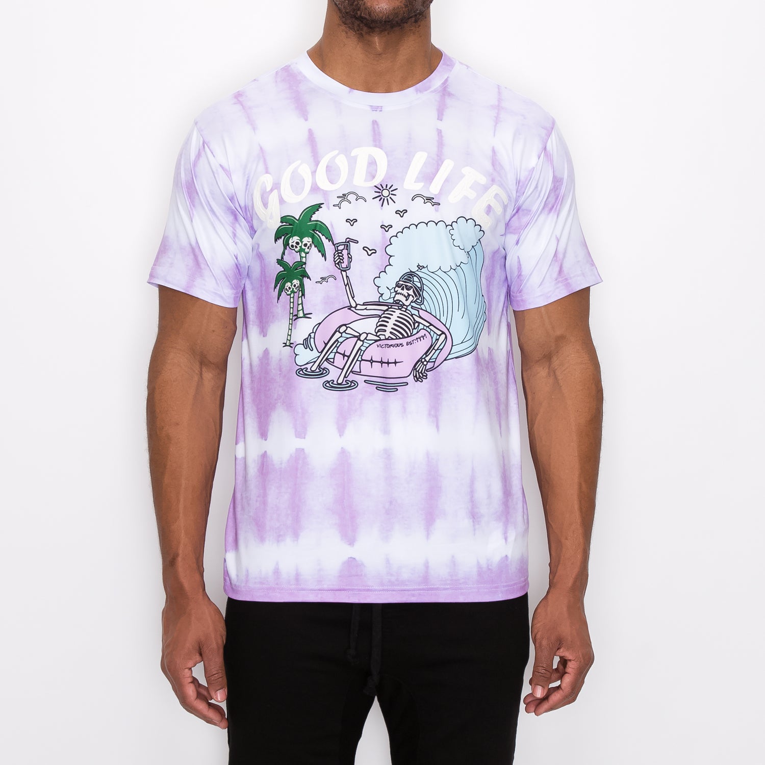 Skull Party Tie Dye T-shirts - Purple